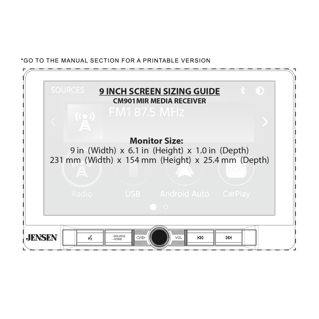 9" Multimedia Receiver with USB Screen Mirroring CM901MIR