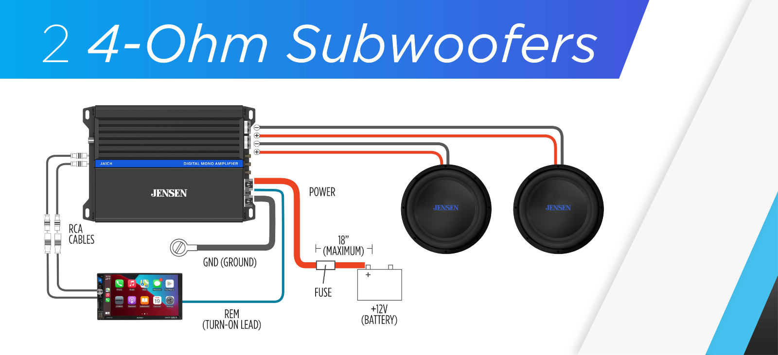 ja1ch 2x 4ohm subwoofer setup