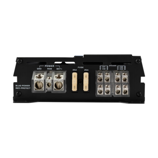 JA4CH side view with inputs of 4-Channel Amplifier