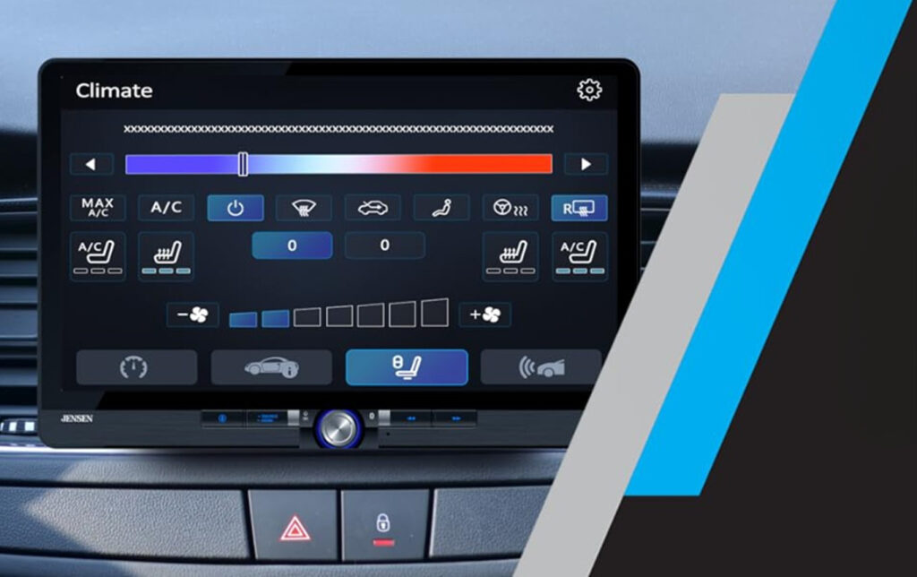 datalink maestro integration showing car comfort controls on car stereo display screen